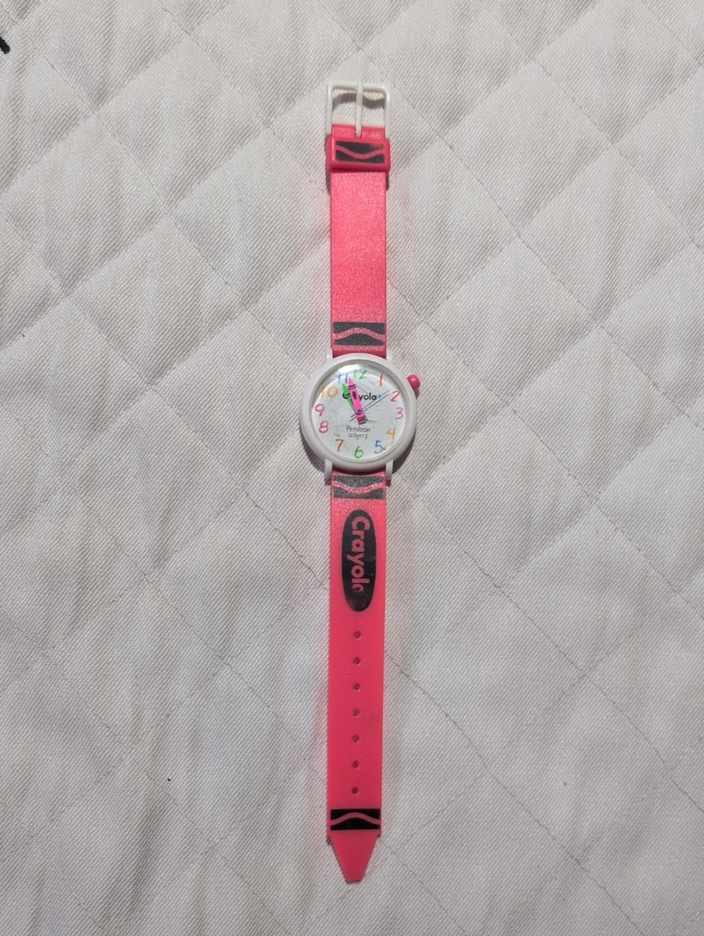 Vintage Crayola Armitron Watch Pink Crayon Band Binney Smith Classic Collectible